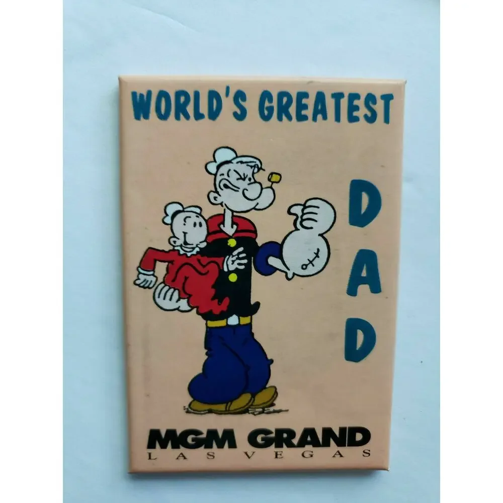 1997 MGM Grand Hotel Popeye World's‎ Greatest Dad Magnet Brand New U156